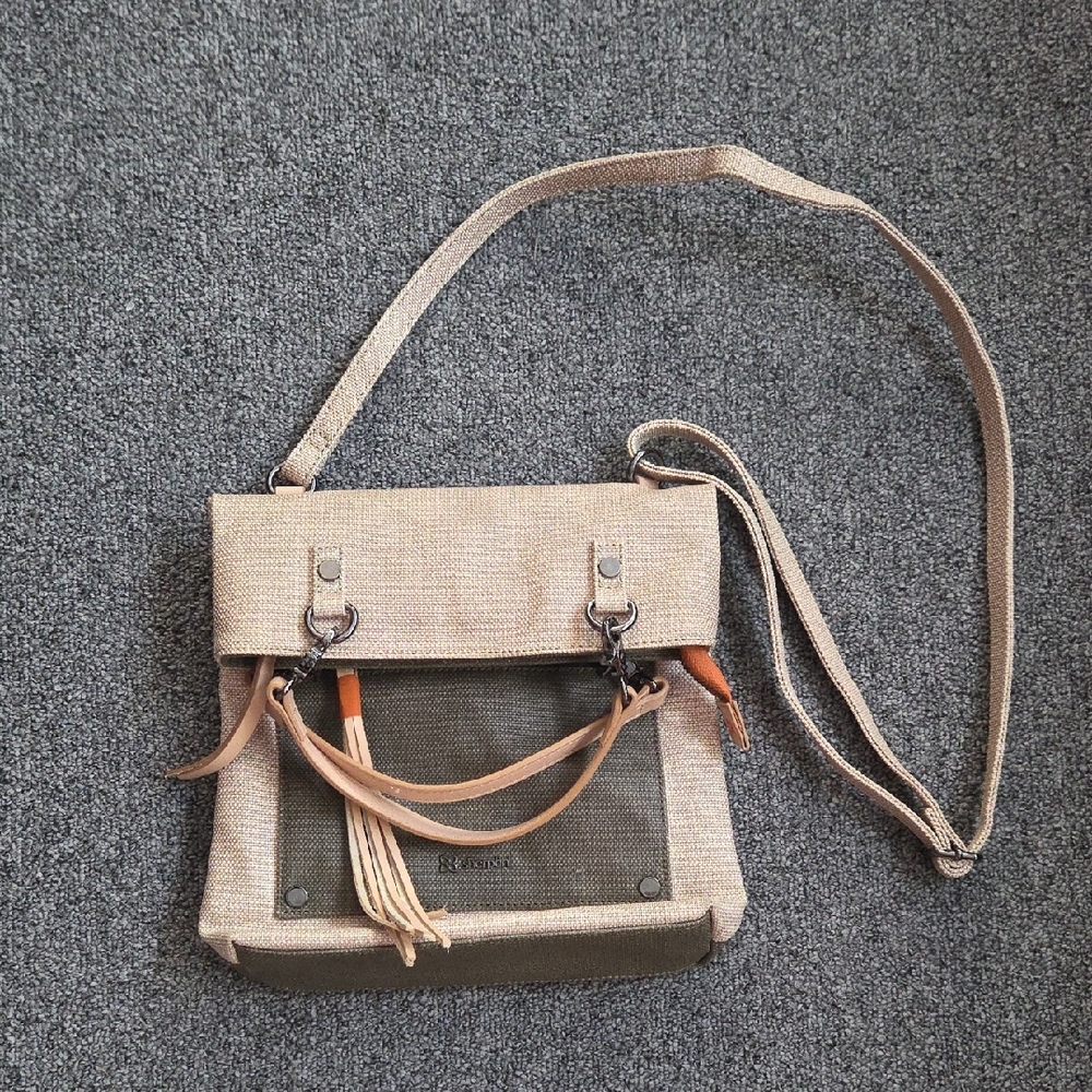 Sherpani Cream and Brown Crossbody Bag with Adjustable Strap